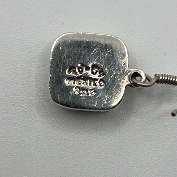 TAXCO TJ-64 MALACHITE AND STERLING SILVER DANGLE EARRINGS - Picture 4 of 6